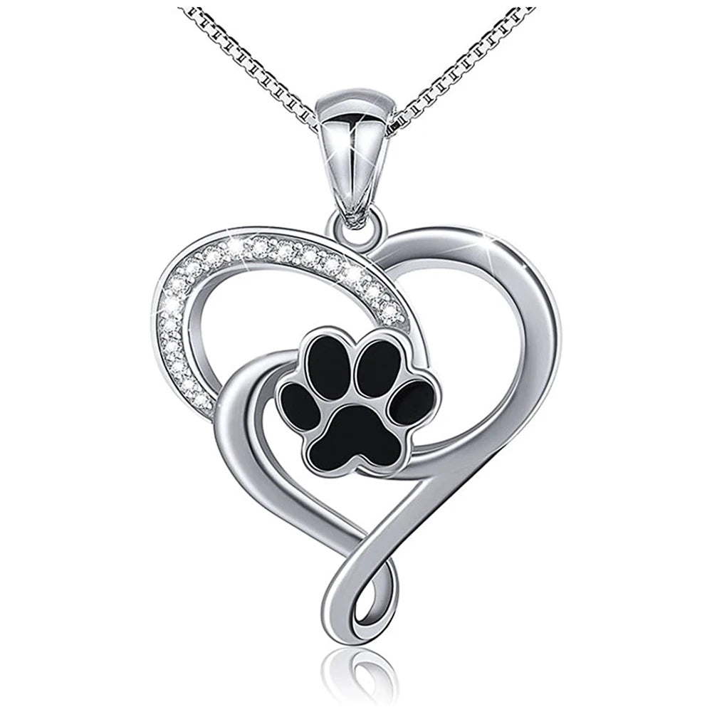 Dog Paw Heart Necklace