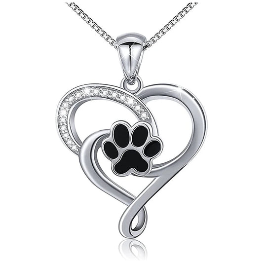 Dog Paw Heart Necklace