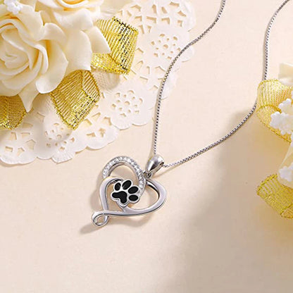 Dog Paw Heart Necklace